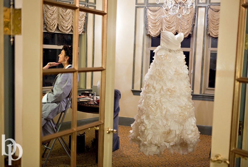 Boston Public Library Wedding Monique Lhuillier Dress © Brian Phillips Photography